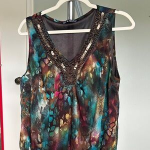 Colorful Sleeveless Beaded Top